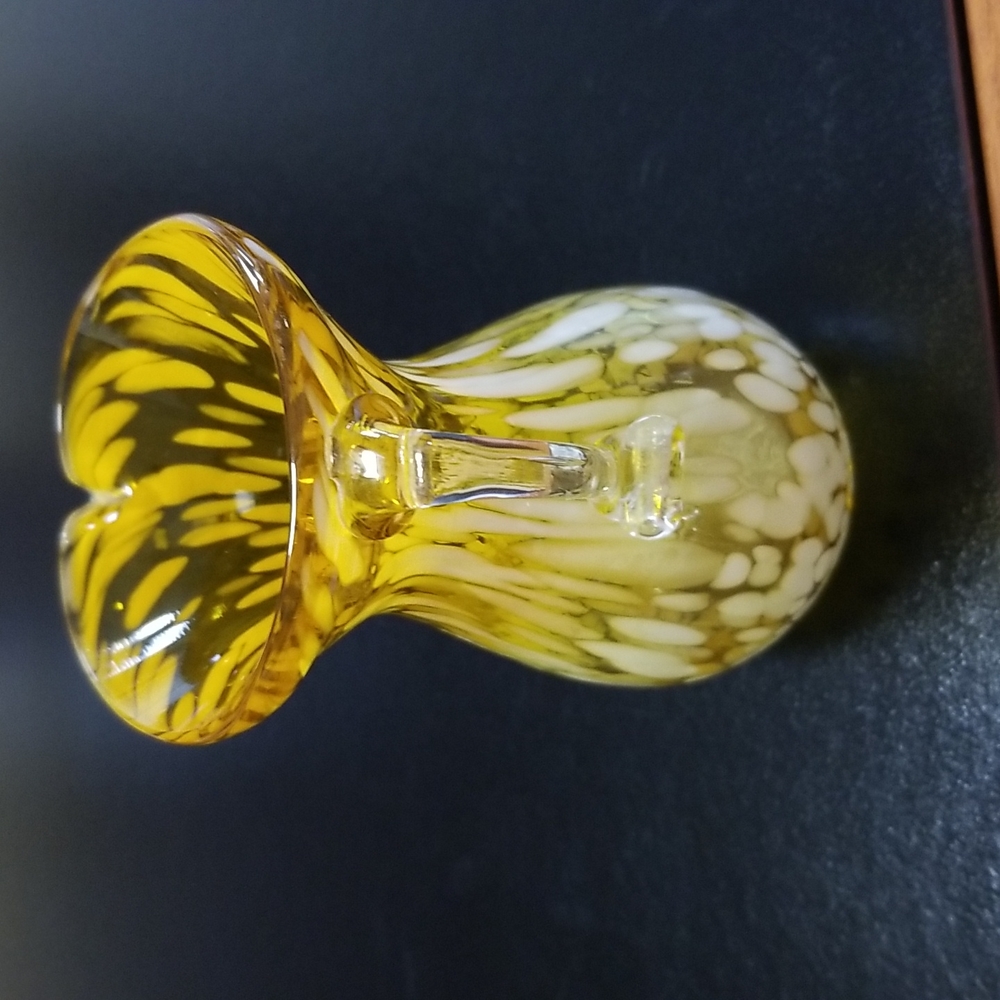 Vintage Hand Blown Art Glass Pitcher Amber with White Flecks - Picture 3 of 8